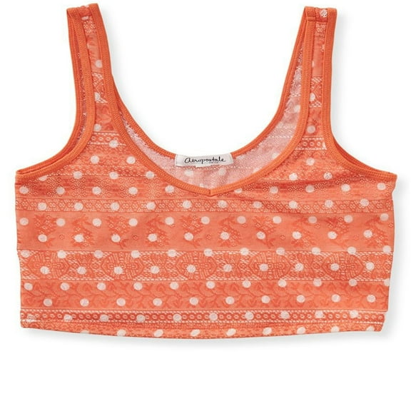 Aeropostale Womens Polka Dot Lace Tank Top, Orange, Juniors, Large