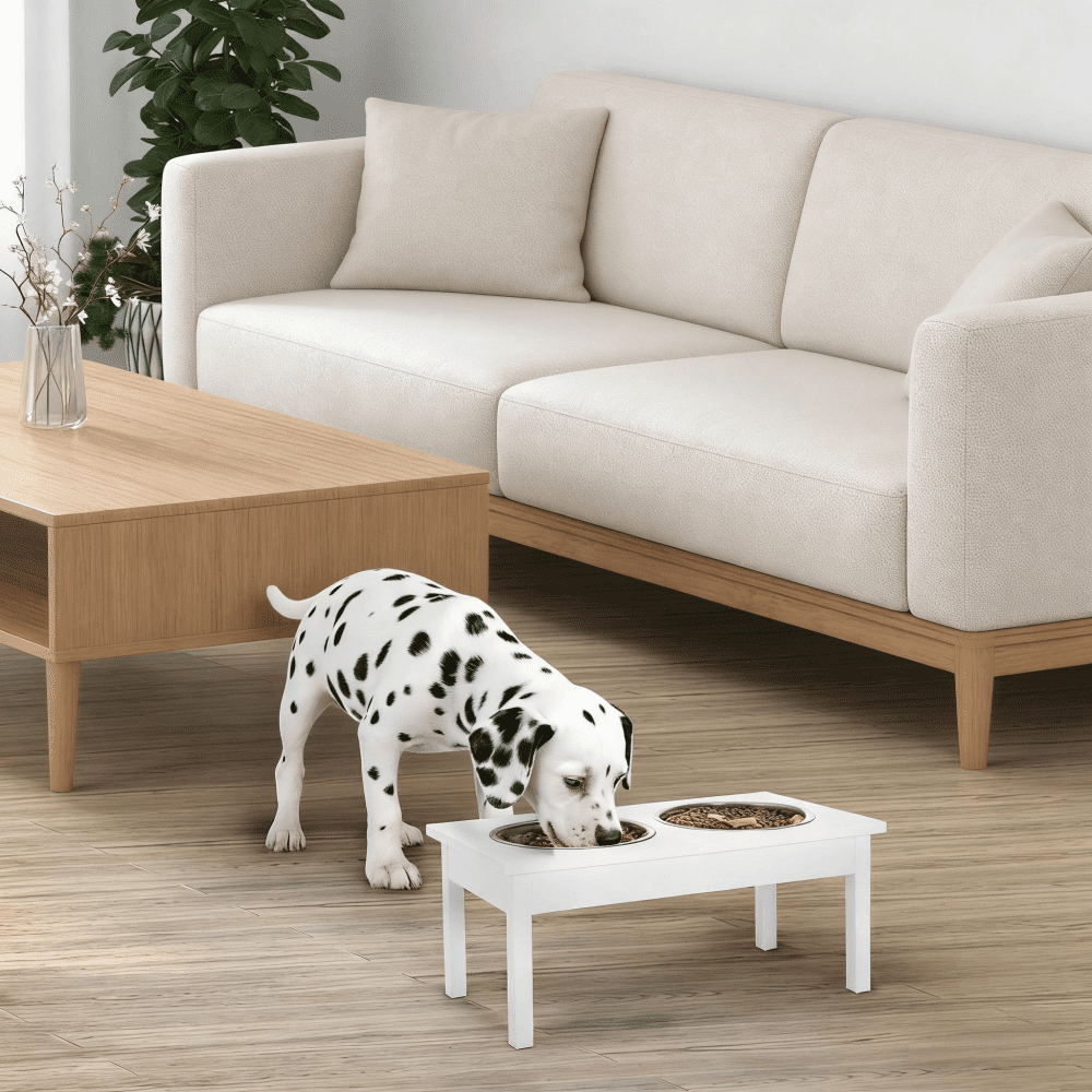 Pet Feeder Stand Wooden Dog Food Bowls Stand
