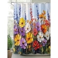 thumbnail image 2 of Fsddascl Vintage Wildflowers Shower Curtain Set - Small 36" x 72" Washable Bathtub Curtain with 12 Hooks, Rustic Oil Painted Abstract Botanical Waterproof Fabric Stall Shower Curtains for Bathroom, 2 of 6