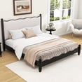 thumbnail image 3 of Euroco Wood Queen Size Wood Platform Bed with Upholstery Headboard, Black, 3 of 11
