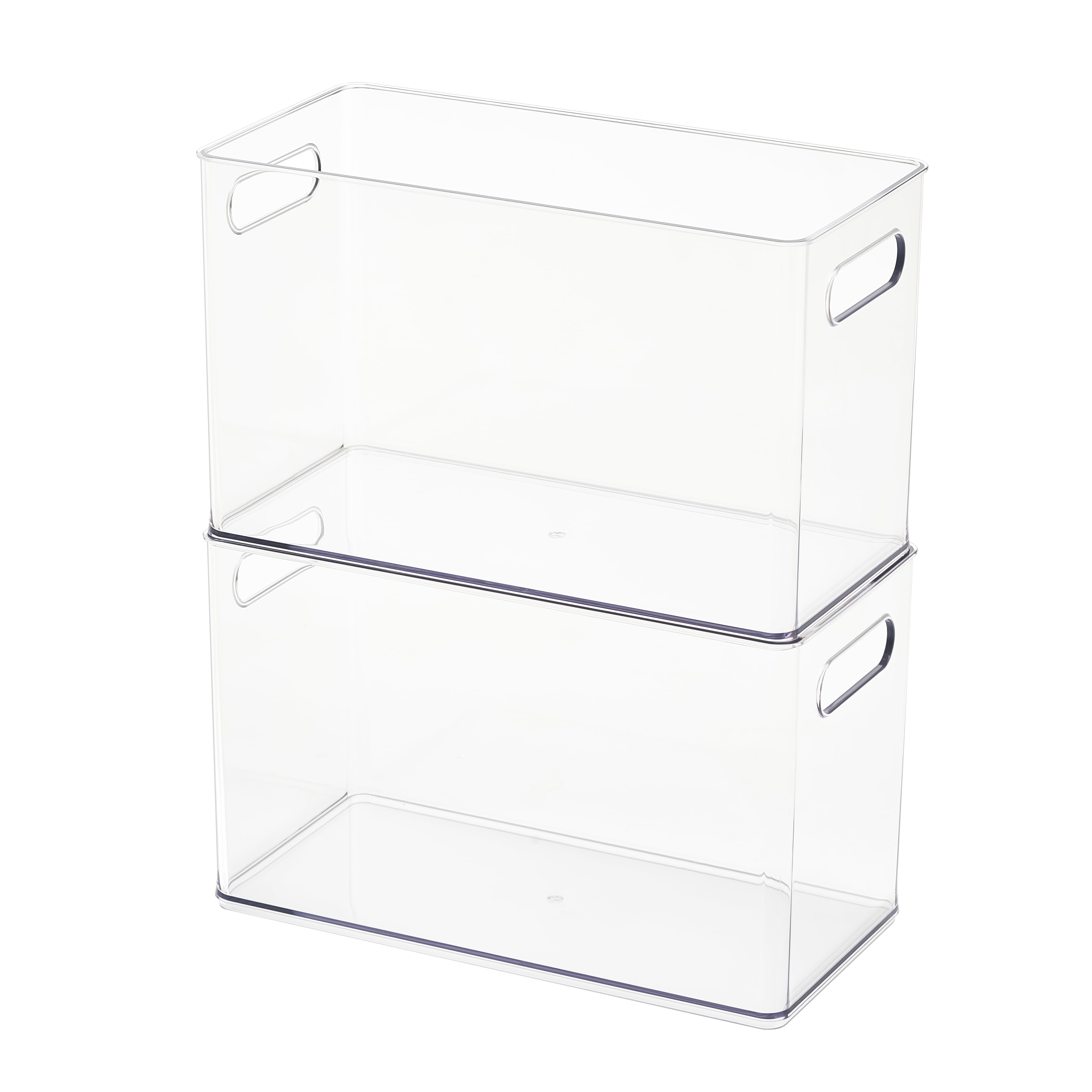 Simply Tidy 13" x 6.5" Clear Storage Bin with Handles - Stackable Plastic Organizer for Binders, Yarn, Fabric Rolls & Craft Supplies, Easy-Carry Design, 6 Pack