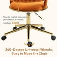 thumbnail image 7 of JYHOME Velvet Office Desk Chair with  Woven Backrest  ° Swivel &amp; Height Adjustable Task Chairs   Chair  Computer Chair  Living Room Chairs with Metal Base and 5 Wheels (Beige), 7 of 7