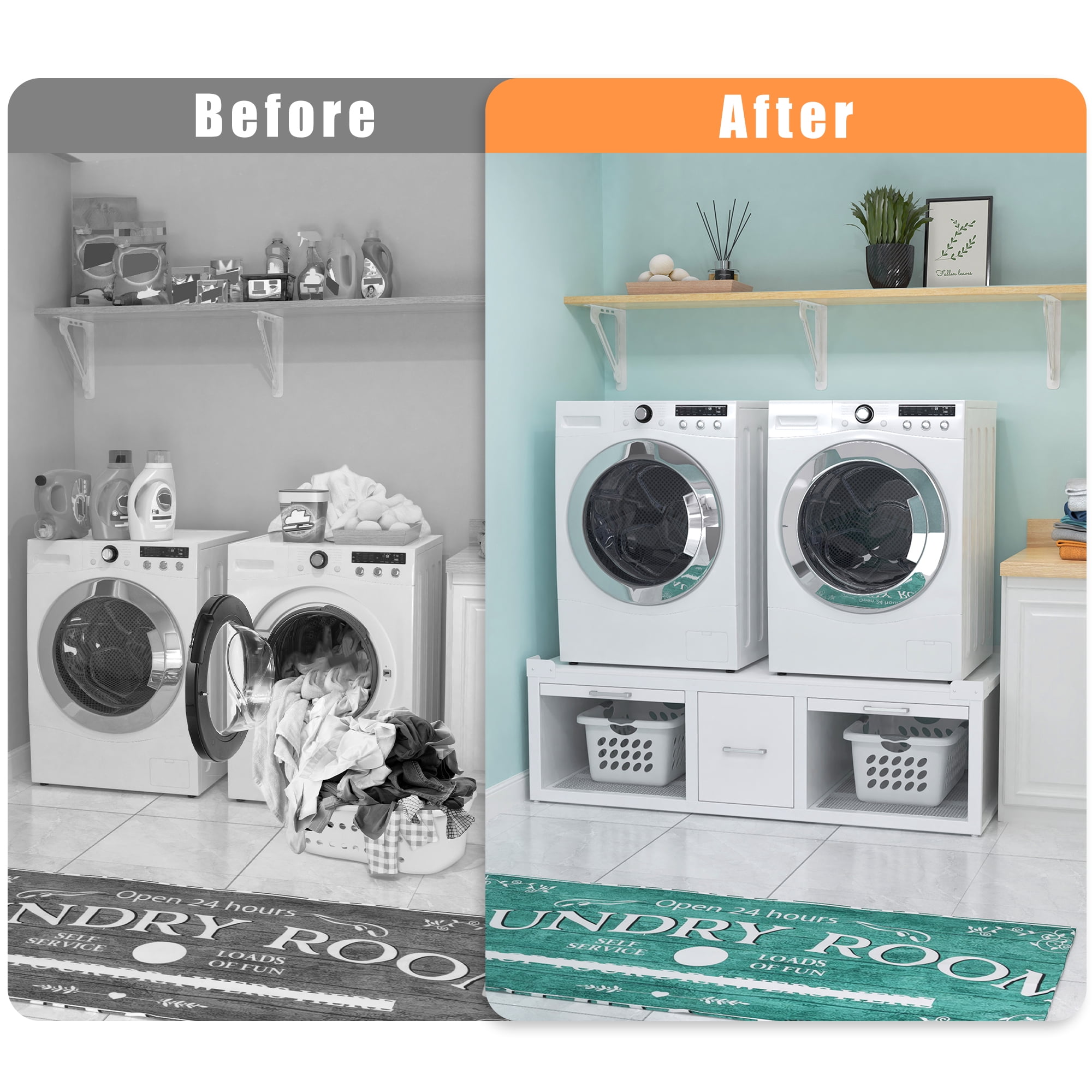 GDLF Washer and Dryer Pedestals, Universal Washer and Dryer Stand with Pull-Out Shelf