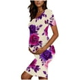 thumbnail image 4 of yoeyez Robes de Maternité pour Femmes à Manches Courtes, Col Rond, Robes à Fleurs, Robe Moulante en Coton de Maternité, Vêtements de Maternité pour Femmes Enceintes Multicolore, TG, 4 of 6