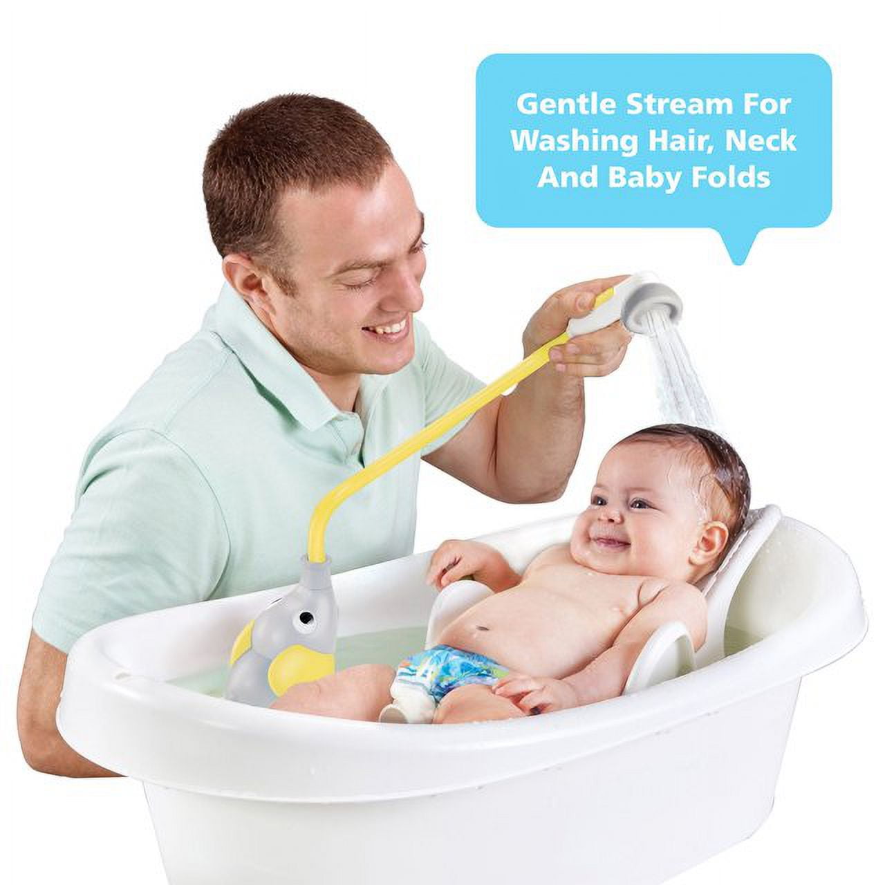 Yookidoo Elephant Baby Shower™ - Yellow Elephant Water Pump and Trunk Spout Rinser - for Newborn Babies in Tub Or Sink