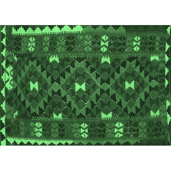 Ahgly Company Indoor Rectangle Oriental Emerald Green Traditional Area Rugs, 3' x 5'