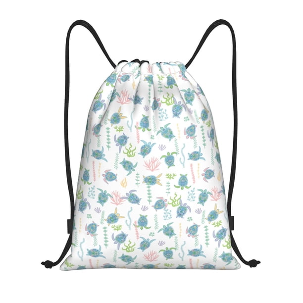 Fotbe Sea Turtle Bolsa Mochila con Cordón Estampada, Bolsa de Gimnasio Deportiva, Bolsa Cinch, Bolsa con Cordón para Hombres y Mujeres-Small