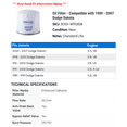 thumbnail image 2 of Oil Filter - Compatible with 1989 - 2007 Dodge Dakota 1990 1991 1992 1993 1994 1995 1996 1997 1998 1999 2000 2001 2002 2003 2004 2005 2006, 2 of 2