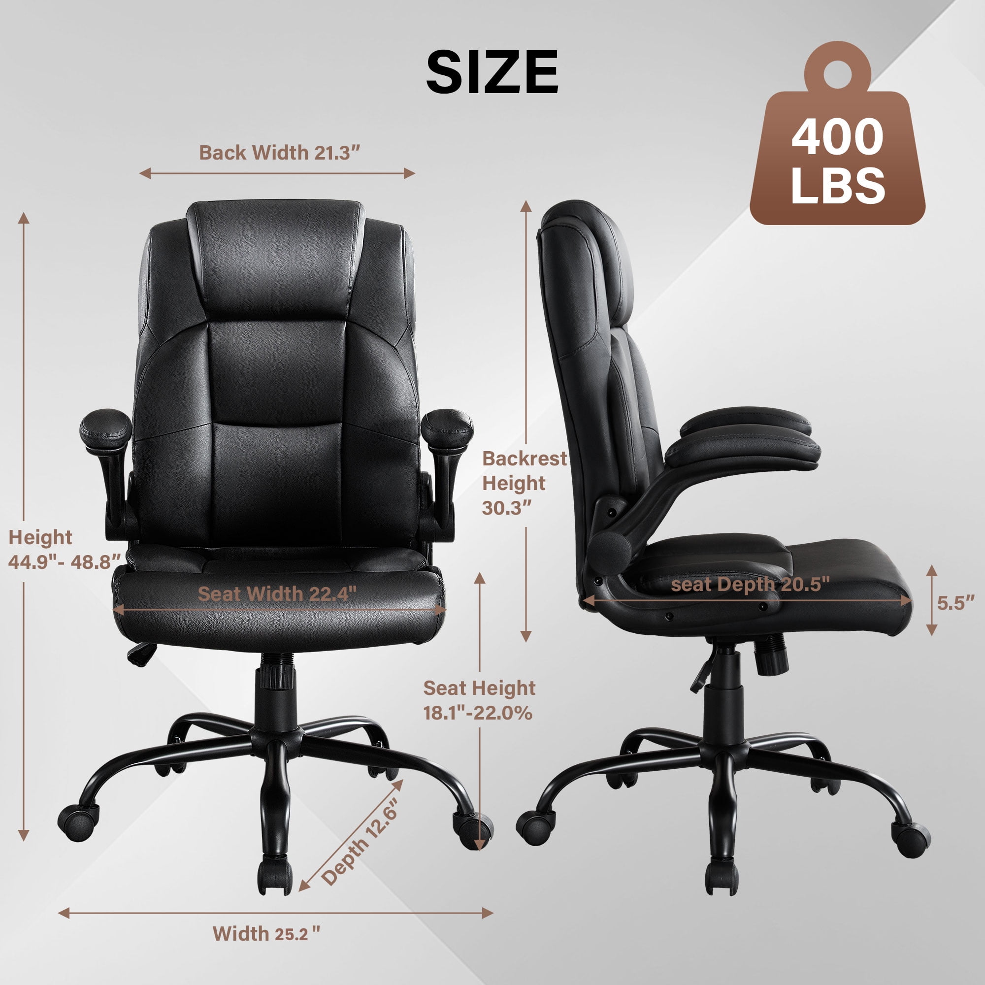JONPONY Big and Tall Office Chair 400LBS Wide Seat Ergonomic Computer Desk Chair High Back Executive(图3) JONPONY Big and Tall Office Chair 400LBS Wide Seat Ergonomic Computer Desk Chair High Back Executive(图3)