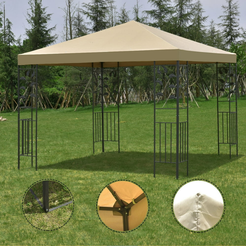 Outdoor 10'x10' Square Gazebo Canopy Tent Steel Frame Shelter Awning
