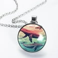 thumbnail image 2 of Whale Glass Circular Pendant Necklace - Stylish Jewelry Necklaces for Women, 2 of 5