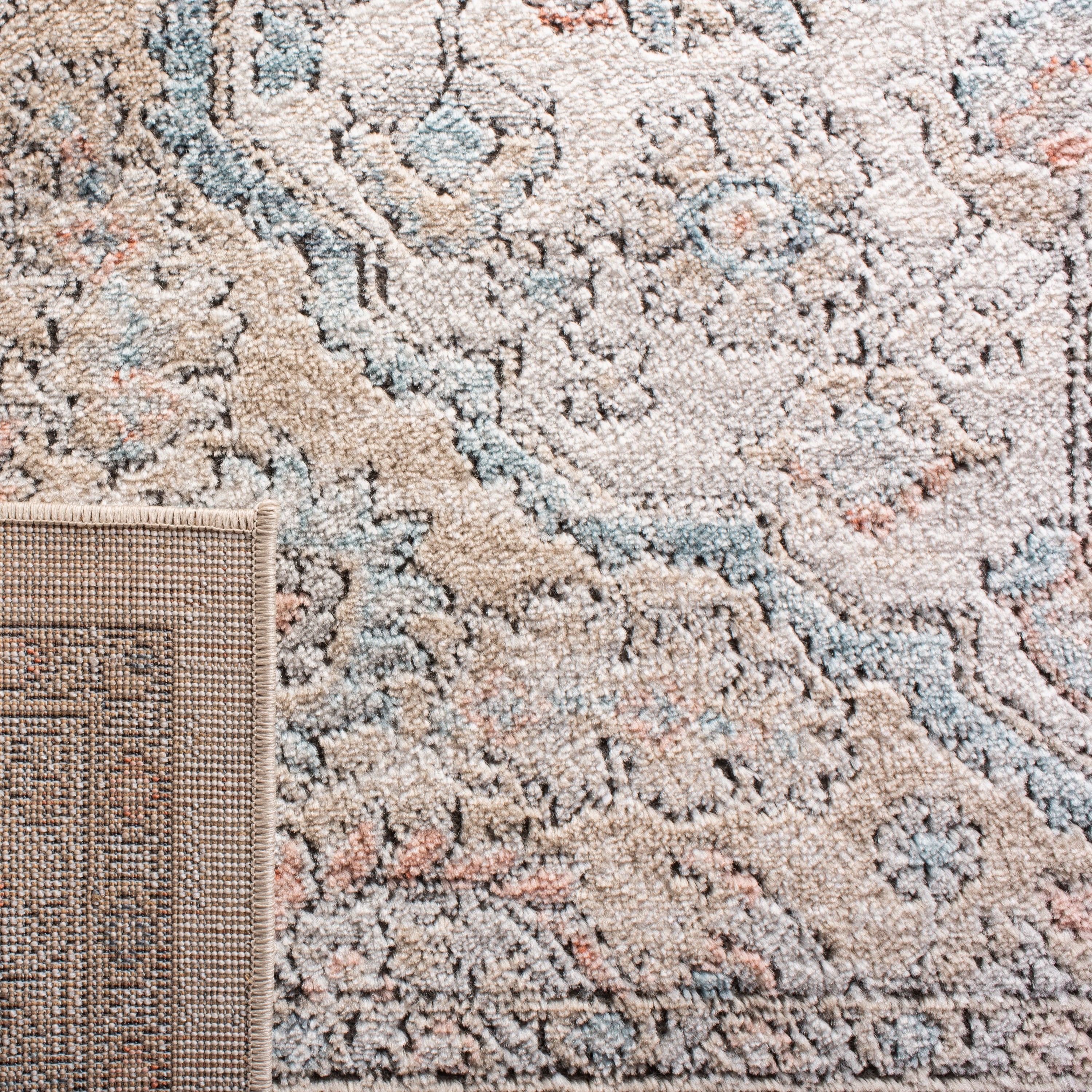 SAFAVIEH Oregon Eilish Floral Area Rug, Grey/Blue, 6'7" x 8'7"