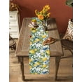 thumbnail image 5 of ERUNPONLY Botanical Lemon Table Runner - 90 Inch Long Watercolor Blue Birds Green Leaves Cotton and Linen Blended Dress Scarves Farmhouse Table Runner for Kitchen Dining, Coffee Table, 13" x 90", 5 of 8