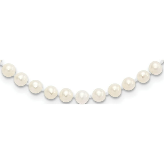 Sterling Silver Rhodium 4-5mm White Fwc Pearl Necklace Made In Canada qh5311-24