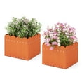 thumbnail image 1 of Gymax 2 Pack Square Planter Box Weather-Resistant HDPE Flower Pot Garden Bed Orange, 1 of 9