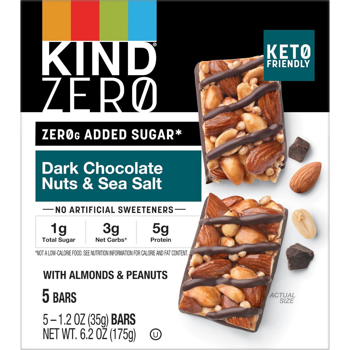 2x-KIND Zero Dark Chocolate Nuts & Sea Salt Bars - 6.2oz/5ct