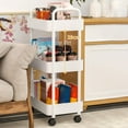 thumbnail image 4 of Organizador de almacenamiento rodante de 3 capas Sunnimix Estante de almacenamiento de baño Blanco, 4 of 8