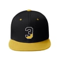 thumbnail image 2 of Daxton Classic Snapback Initial Numbers Letters Flat Bill Visor Cap, Black Yellow Hat, Number 3, 2 of 4
