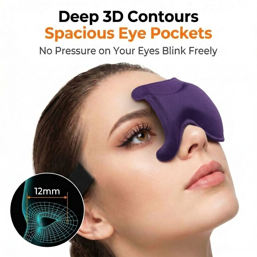 Eye Mask for Sleeping, Weighted Sleep Mask with Complete Blackout Coverage, Deep 3D Eye Cups, Soft Memory Foam Comfort, Full Coverage Strap for Side Sleep, Office Nap, Travel, for Women and Men