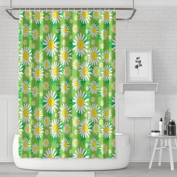 Waterproof Cute Boho Daisy Shower Curtain 72x72 Inch Boho Style Polyester Unique Shower Curtain for Bathroom Hotel Home Decor with 12 Plastic Hooks