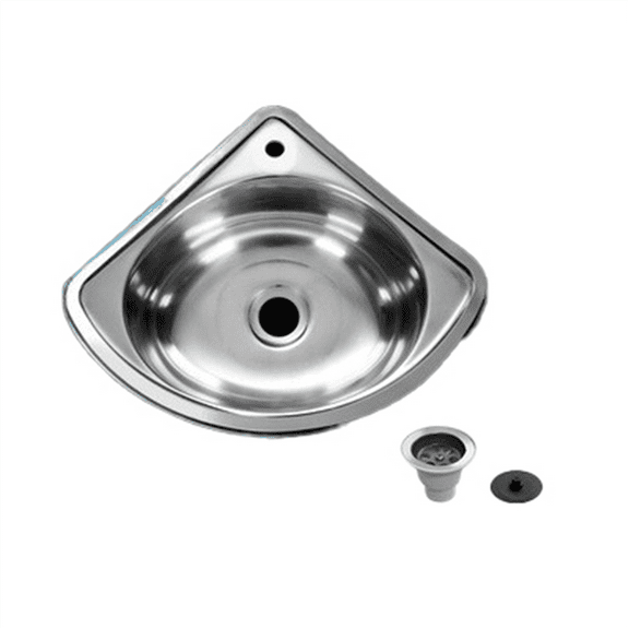 Rv Kitchen Sink Bathroom Basins Vegetable Motorhome Steel Bar Small Single Drop Bowl Corner Tub,1 x sink 1 x drain tool 1 x drain pipe
