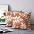 thumbnail image 2 of Pillow Covers 20x20 Set of 2, Terracotta Orange Leaves Throw Pillow Covers Decorative Couch Cushion Cover, Farmhouse Botanical Branch Vintage Microfiber Soft Pillowcases for Bedroom Living Room Sofa, 2 of 9