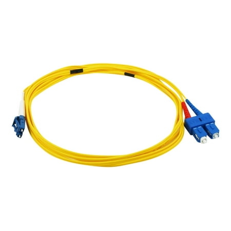 UPC: 0757901819070 | Monoprice Single Mode Fiber Optic Cable – 20 Meter – Yellow | LC/SC  UL  9/125 Type  Duplex  Corning  OFNR Jacket Optical Fiber  Non-conductive