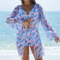 thumbnail image 2 of Enjoytime Bikini Sets for Women Floral Printed V Neck Tummy Control Bathing Suit with Cover Up Modest 3 Piece Swimsuit, 2 of 8