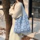 thumbnail image 5 of Bolso Mano Ganchillo para Mujer Bolso Hombro Diario Con Patrón Corazón Versátil (azul Claro), 5 of 8