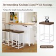 thumbnail image 2 of Farmhouse Kitchen Island Set with Drop Leaf and 2 Seatings, Kitchen Pantry Cabinet with Storage Cabinet, Drawers and Towel Rack, White, 2 of 8