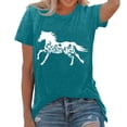 thumbnail image 2 of Summer Tops for Women Horse Print Loose T Shirt Crew Neck Fashion Beach Vacation Tees, 2 of 4