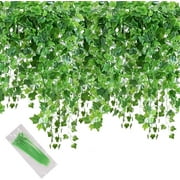 Artificial Ivy Leaf, 84 Ft 12 Pack Hanging Vines Garland Fake Ivy Leaves Plants Greenery Decor