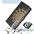 thumbnail image 3 of Mandala Wallet Case for Samsung Galaxy S21 5G,Detachable 2 in 1 PU Leather Flip Case with Magnetic Button Lanyard (9Card Slots+3Pockets+1Driver's License Pocket)-Black, 3 of 6
