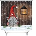 thumbnail image 1 of Cortina de ducha de gnomos navideños para baño, cortina de ducha feliz Navidad, cortina de ducha navideña de invierno estilo A 120*180, 1 of 1