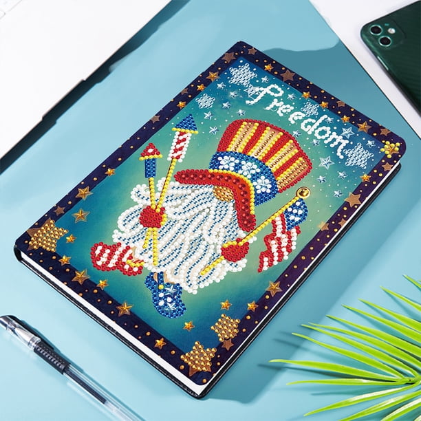 Cuaderno de mosaico con pintura de diamante artesanal libreta parcial con Wdftyju forma especial libro diario del Día de la independencia A5 50 páginas cuaderno de bocetos regalo pa