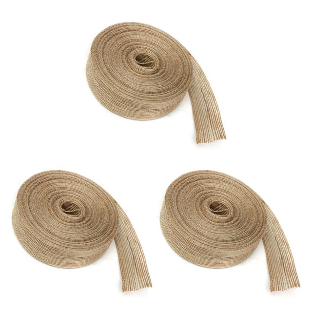 Billuyoard 10 M/rollo de yute Natural arpillera artesanía envolver cinta de arpillera bandera boda hogar suministros regalo pastel DIY No.02 3piezas Billuyoard CBP038178