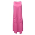 thumbnail image 4 of Fridja Womens en Vrac O-Cou d'Été Solide Poche Robe de Plage Sans Manches, 4 of 5