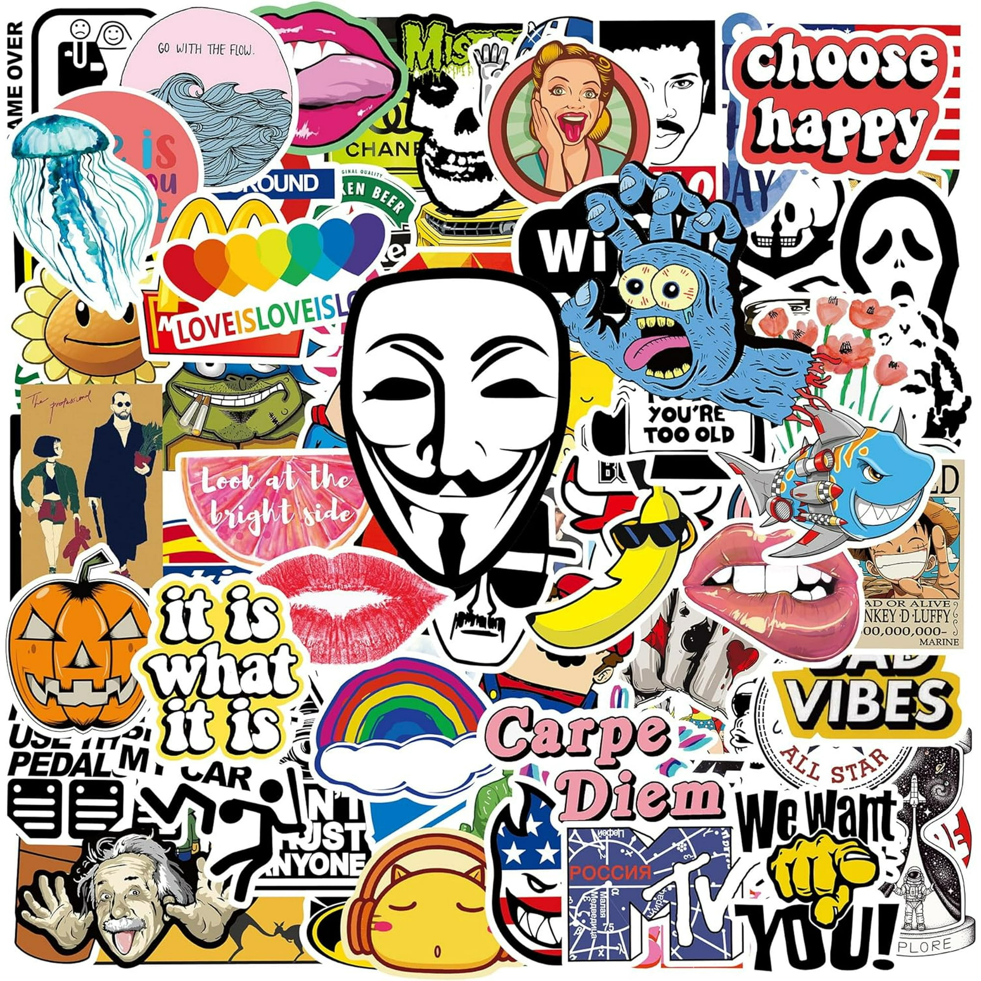 100 Pcs Graffiti Cool Stickers Pack,Vinyl Trendy Stickers