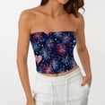 thumbnail image 6 of Stralyhd July 4th Celebration Tube Tops for Women Usa Flag Summer Y2k Crop Tank Workout Bandeau Backless Slim Fit Beach Stretchy T-Shirt for Party Dark Blue XXL, 6 of 6