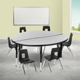 thumbnail image 2 of Flash Furniture Emmy 47.5" Circle Wave Flexible Laminate Activity Table Set with 12" Student Stack Chairs, Grey/Black, 2 of 12