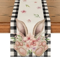 Sm:)e Buffalo Plaid Bunny Ears Foot Flower Easter Table Runner 13 x 72 Inch