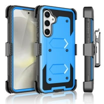 Takfox Holster Case for Samsung Galaxy S24 with Swivel Belt Clip, Built-in Screen Protector Heavy Duty Full Body Protection Shockproof Armor Defender Rugged Case Kickstand Cover - Blue