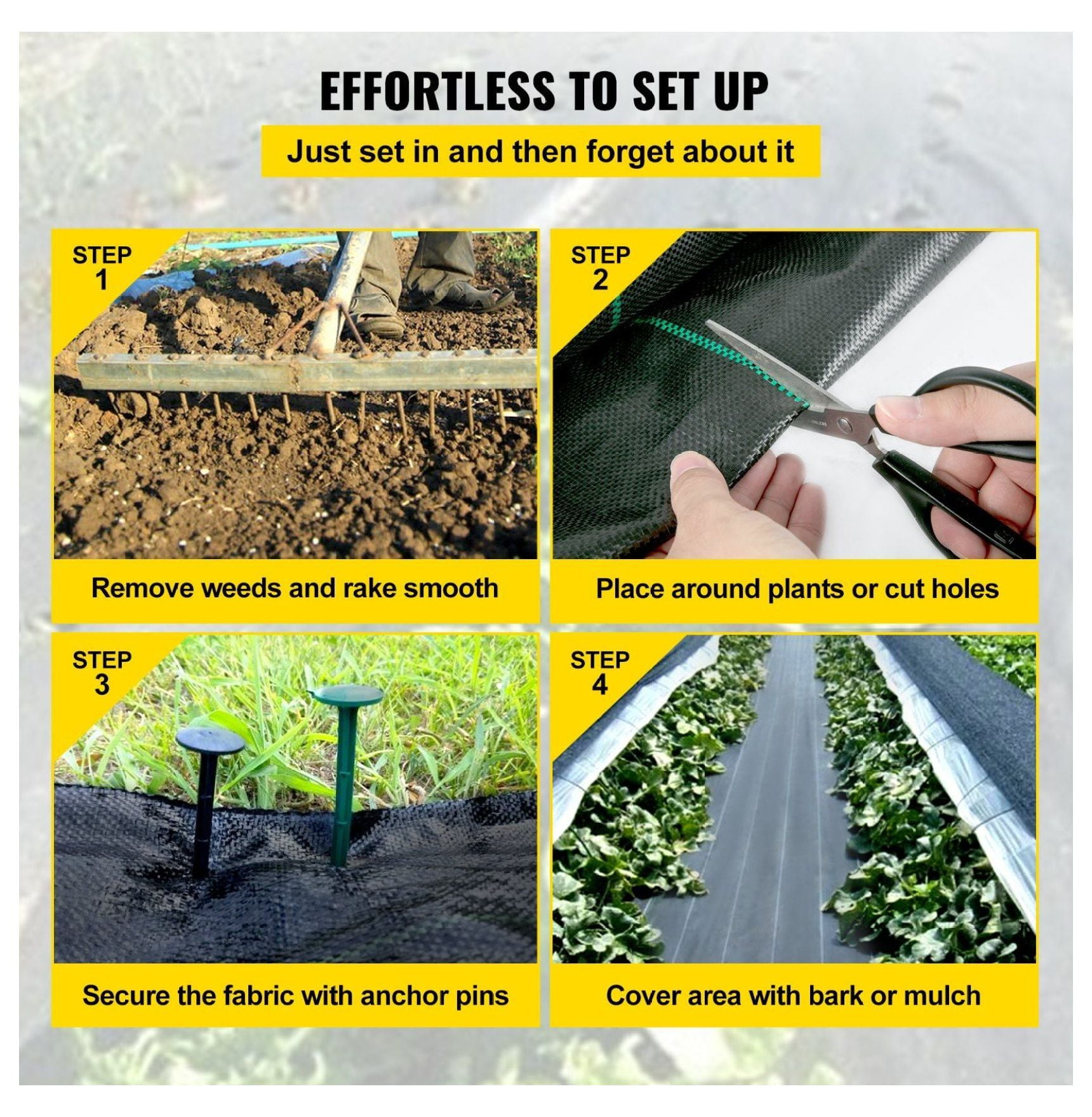 Weed Barrier Fabric 3x50ft, 5oz Heavy Duty Weed Control Fabric, Landscape Fabric for Garden Beds, Geotextile Ground Cover for Underlayment
