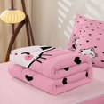 thumbnail image 5 of Manfei Kawaii Kitten Zipper Twin Comforter Sets with Fitted Sheet and 2 Pillowcases, Sweet Love Heart Doodle Zipper Bedding Set, Pink, Pink Reversible, 4-Piece, 5 of 7