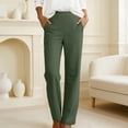thumbnail image 2 of LIIPEE Womens Pants Casual Solid Color Ankle Straight-Leg Pull-On Khakis Female Mid Elastic Waist Regular Soft Daily Breathable Comfortable Pants With Pockets,M, 2 of 8