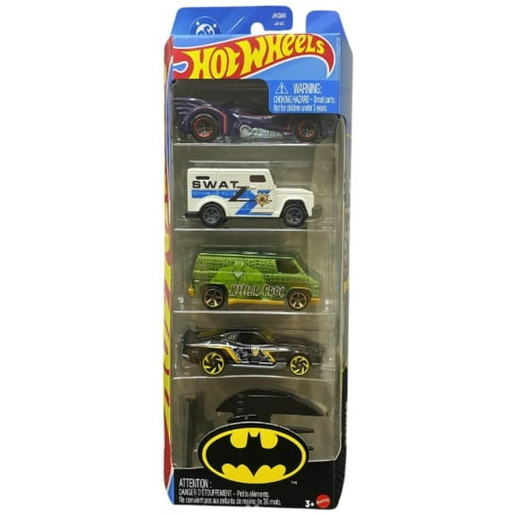 Mattel Hot Wheels Vehicle 5-PACK - BATMAN (Batplane, Batmobile, 70s Van, SWAT Truck  1)[JKG08]