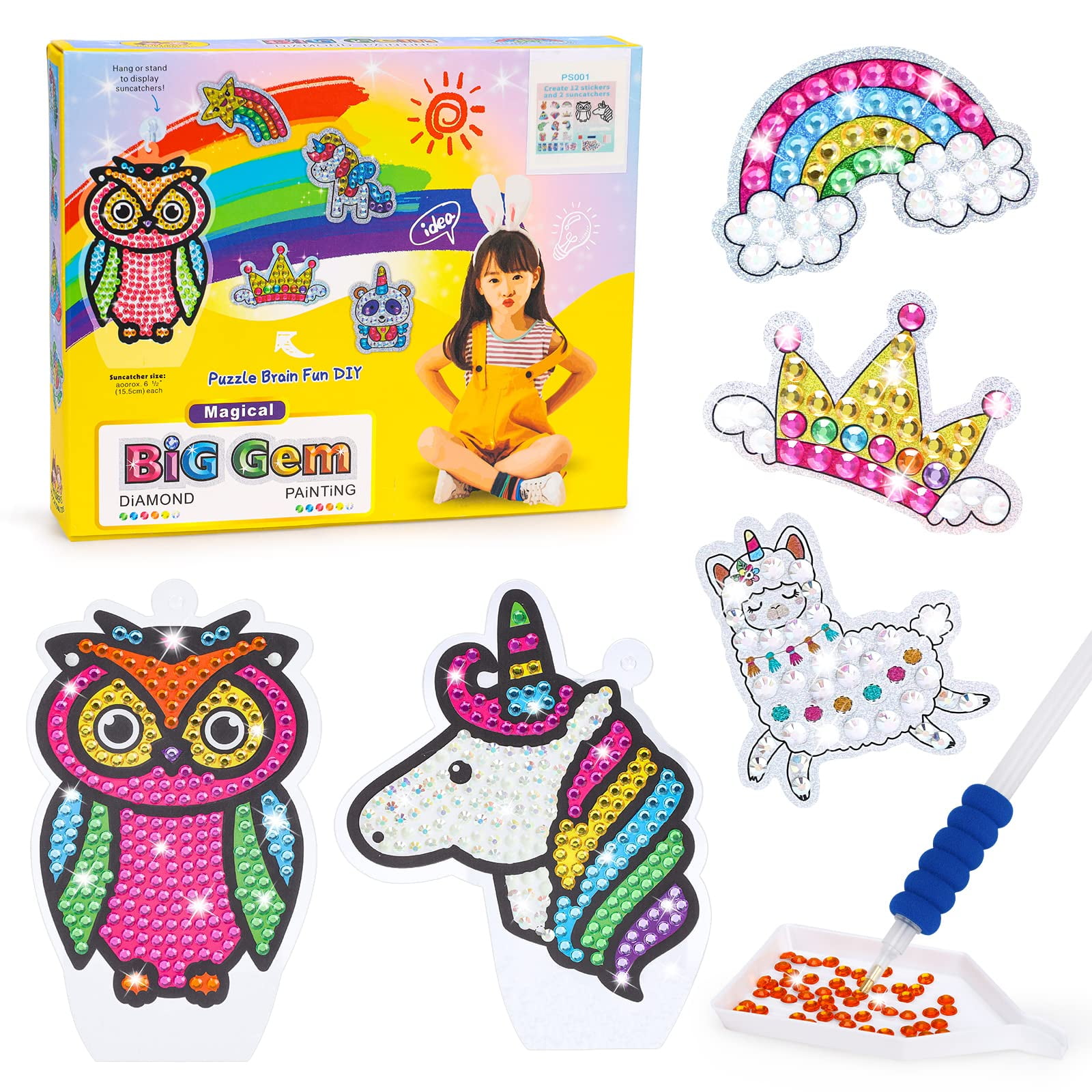 Art Kits Craft Gifts for Girls: Great Stickiness Toys DIY Diamond Crafts  for Kids Ages 4-8 - Painting Window Craft Kit - Best Christmas Birthday  Gift