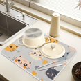 thumbnail image 2 of Yayeee Dish Drying Mat for Kitchen Counter 16" x 18" Microfiber Super Absorbent Coffee Decorative Pad, Cute Cartoon Cat, 2 of 9
