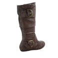 thumbnail image 2 of Zone 80 Women's Faux Leather Zipper Buckle Slouch Casual Flat Heel Mid Calf Round Toe Boots ( Brown, 10), 2 of 2