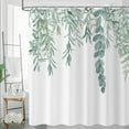 thumbnail image 3 of Botanical Shower Curtains, Watercolor Eucalyptus Leaf Plant Green Bathroom Curtain for Bathtub Home Decoration Waterproof Fabric Machine Washable with 12 Hooks, 3 of 6